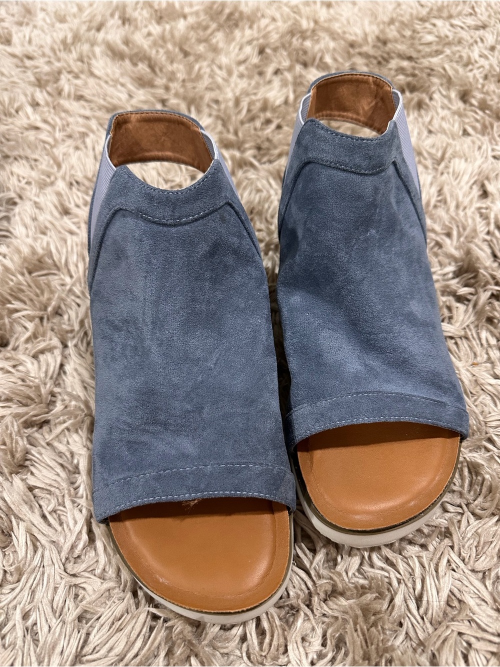 Corkys Open-Toe Suede Slide Sandals in Blue